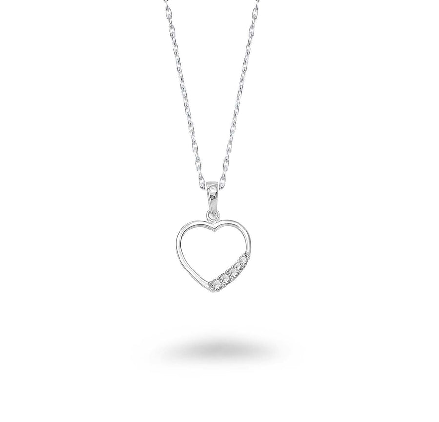 Open Heart with CZ's Necklace