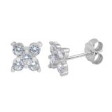 CZ Flower Stud Earrings