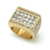 Stainless Steel Rectangle CZ Signet Ring