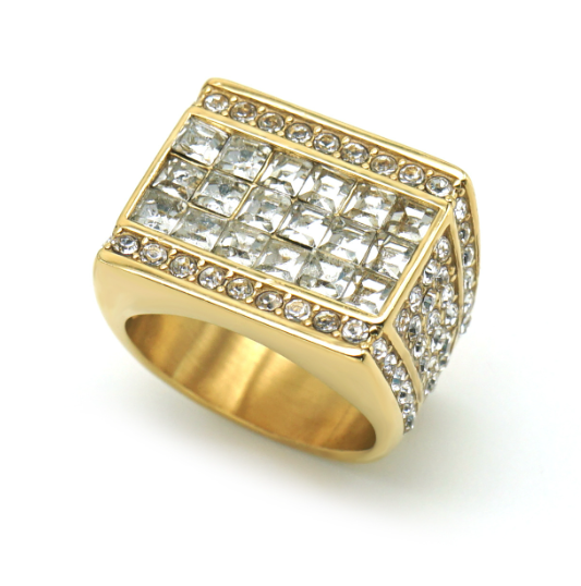 Stainless Steel Rectangle CZ Signet Ring