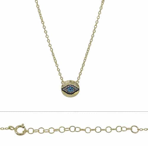 Gold Evil Eye Circle Necklace