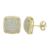 Square Beveled Circle CZ Center Studs