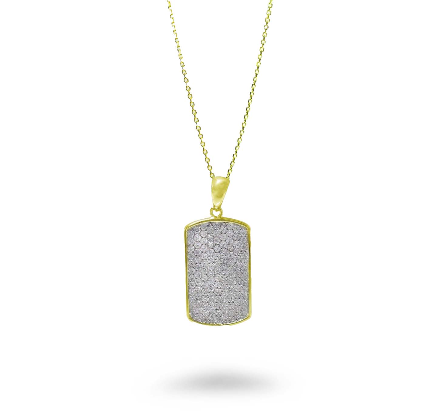 CZ Encrusted Dogtag Necklace