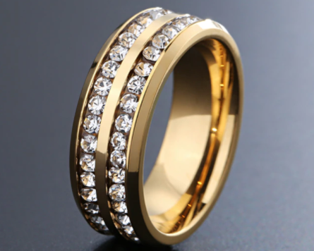 Stainless Steel Double CZ Eternity Ring
