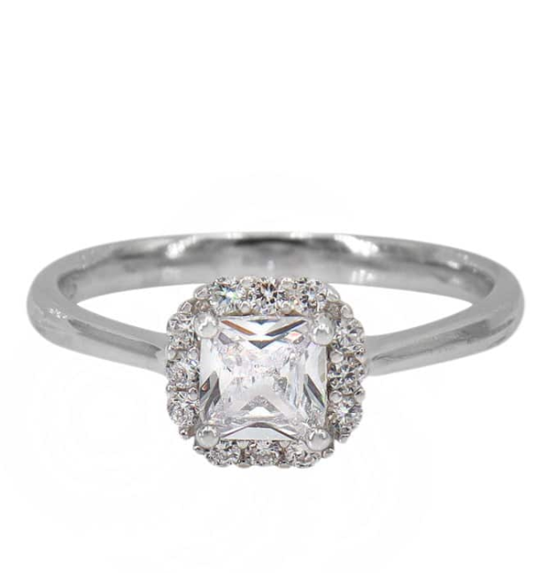 Halo Princess Cut Solitaire Ring