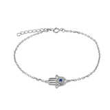 Blue Center Hamsa Chain Bracelet
