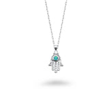 Blue Opal Hand of Hamsa Necklace