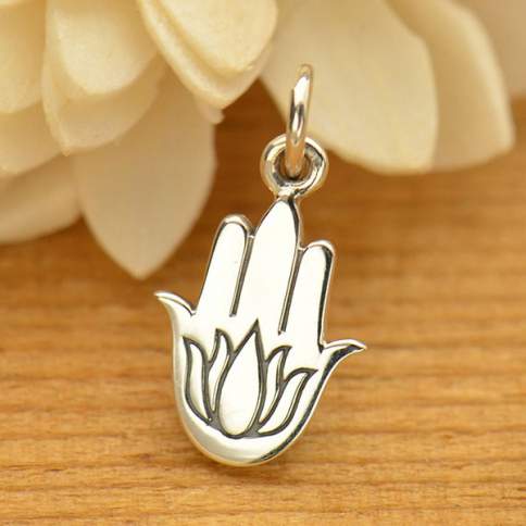 Lotus in Hamsa hand Necklace