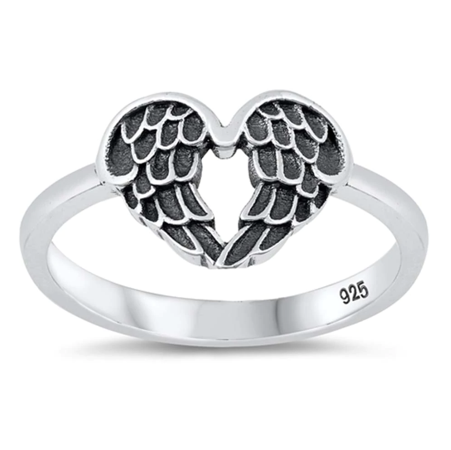 Heart Shape Angel Wings Ring