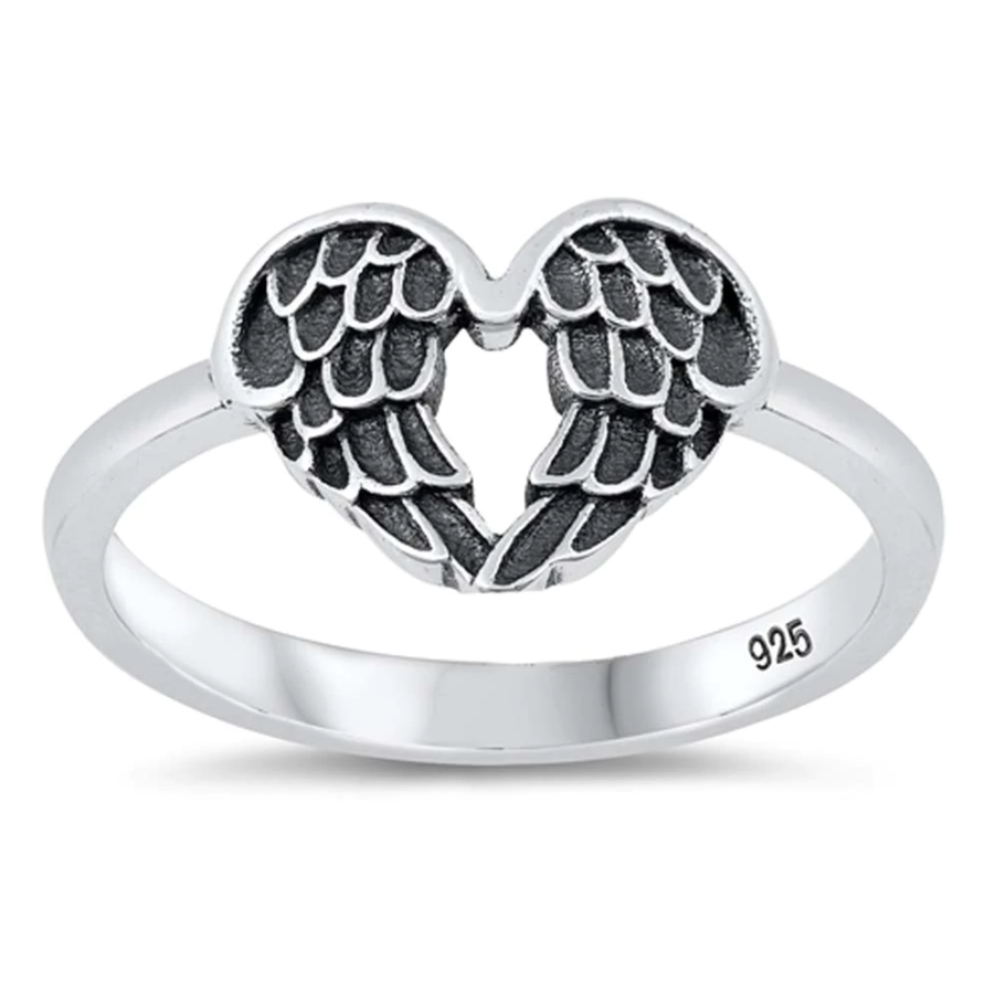 Angel wing 2025 heart ring
