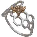 Honeycomb Ring with Bronze Bee