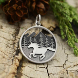 Mountain with Running Horse Necklace