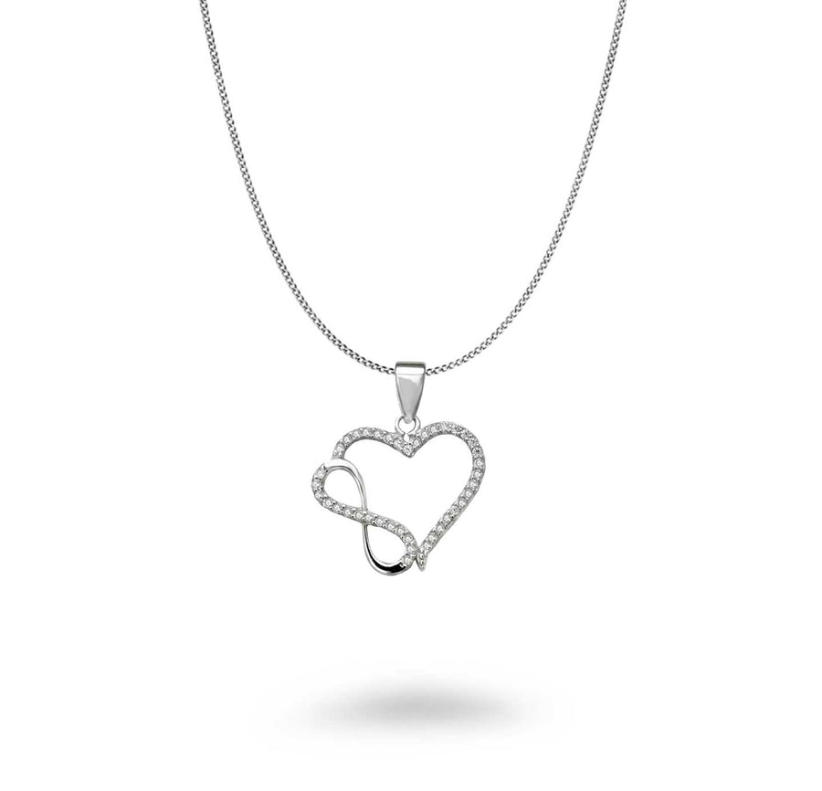 CZ Heart with Side Infinity Necklace