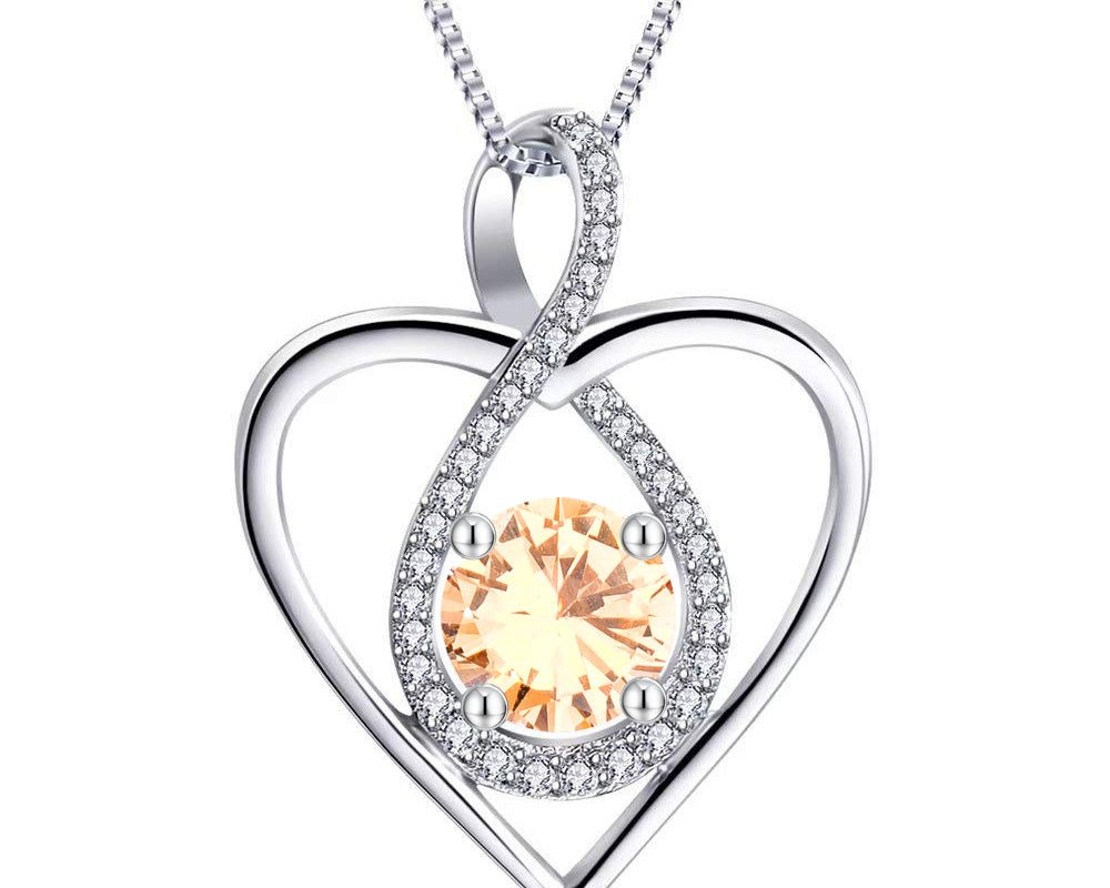 Infinity Heart Birthstone Necklace