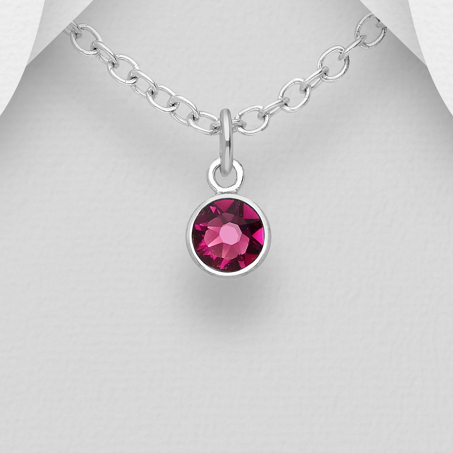 Small Swarovski Round Birthstone Necklace