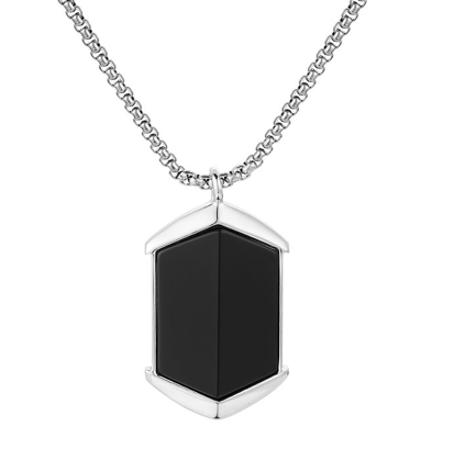Semi-Precious Stone Wide Hexagon Necklace