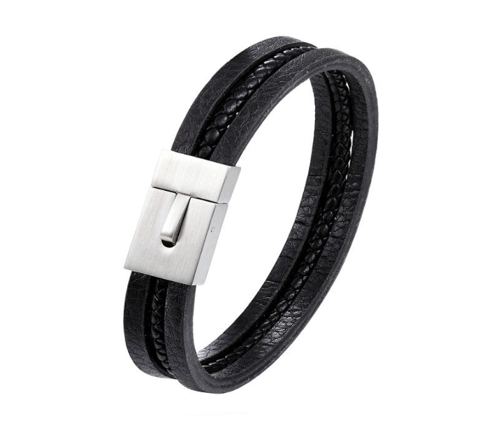 Black Layered Leather Bracelet