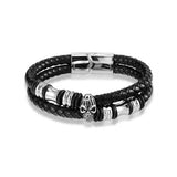 Layered Skull Leather Bracelet