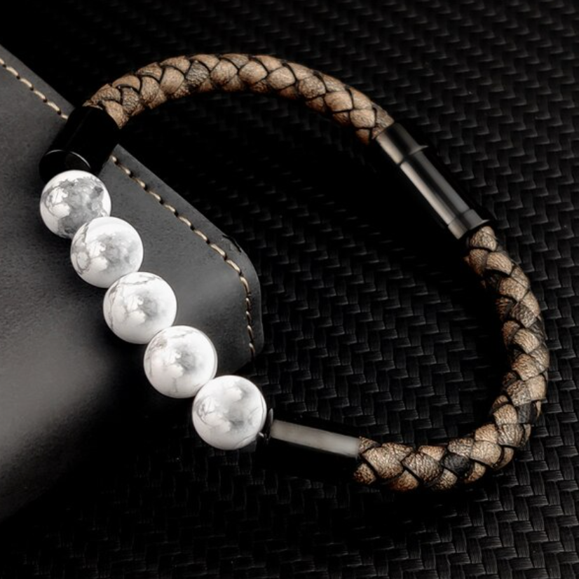 Thin Leather Braid with Beads Bracelet