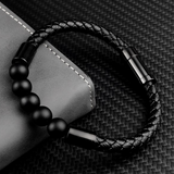 Thin Leather Braid with Beads Bracelet
