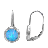 Round Opal Leverback Earrings