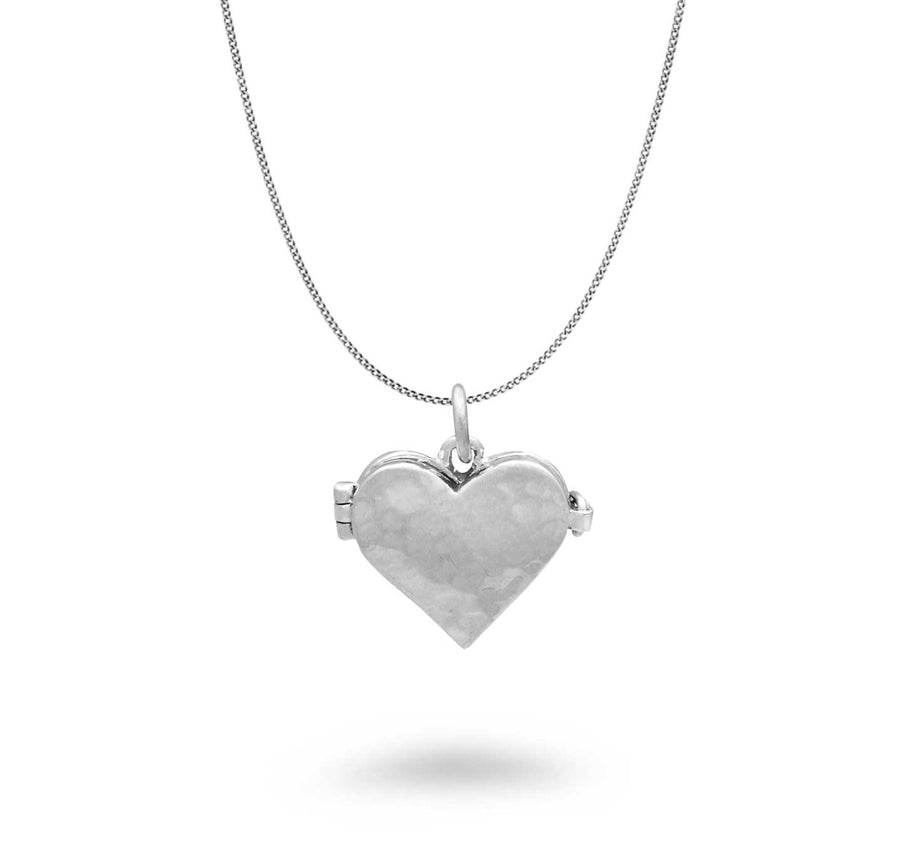Hammered Heart Locket Necklace