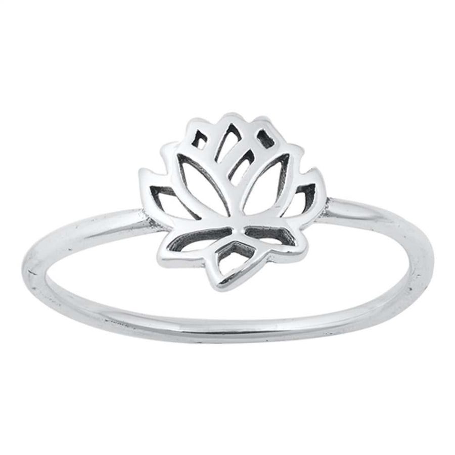 Sterling Silver Oxidized Lotus Ring