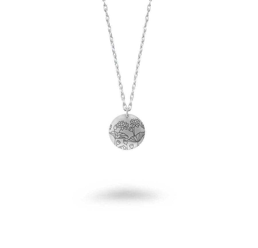 Lotus Print Circle Necklace