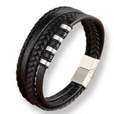 Layered Pattern Leather Bracelet