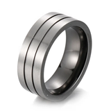 Smooth Oxidized Double Lined Ring