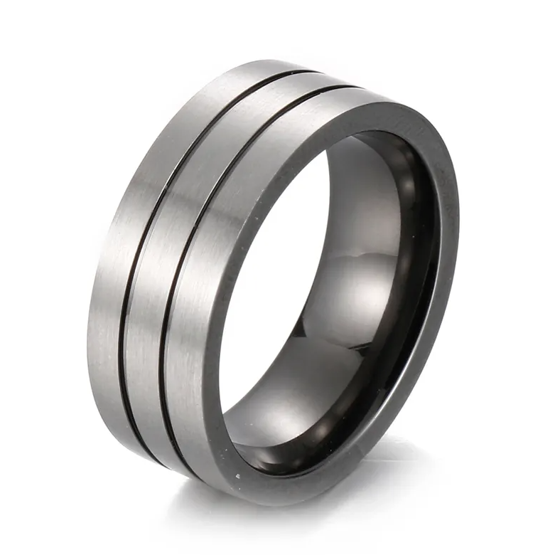 Smooth Oxidized Double Lined Ring