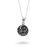 Wolf and New  Moon Necklace