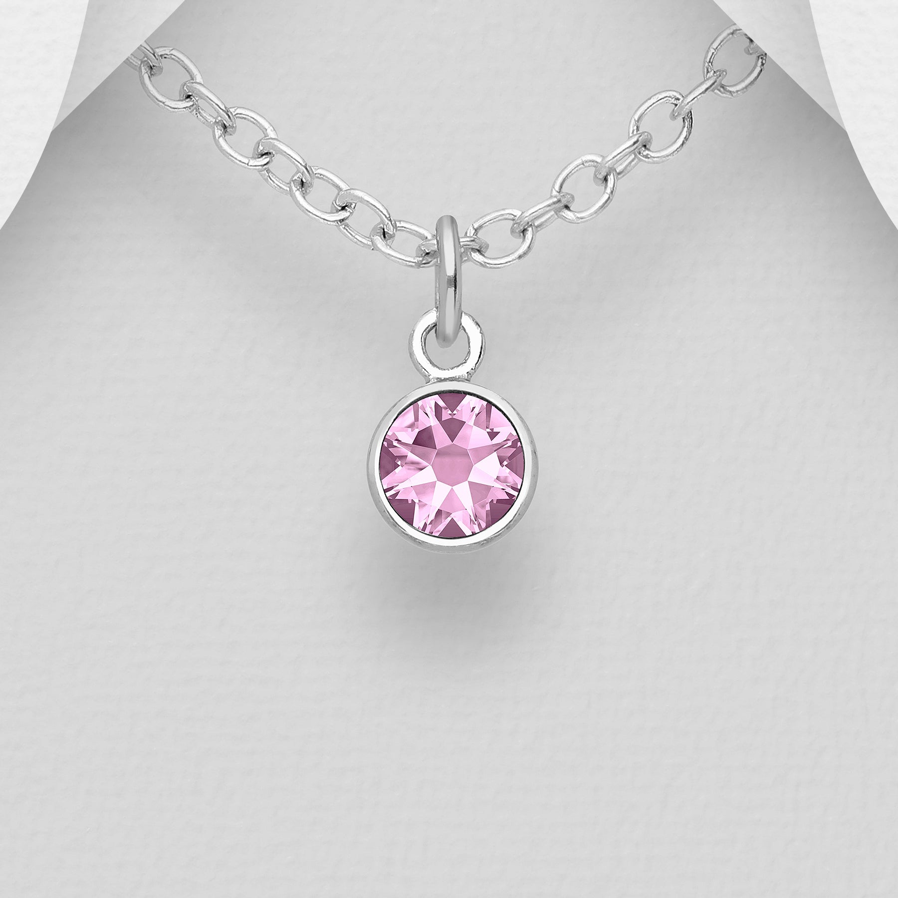 Small Swarovski Round Birthstone Necklace