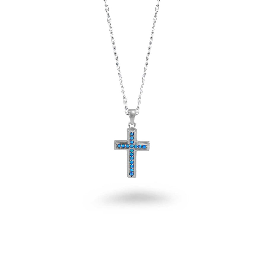 Opal Center Cross Necklace