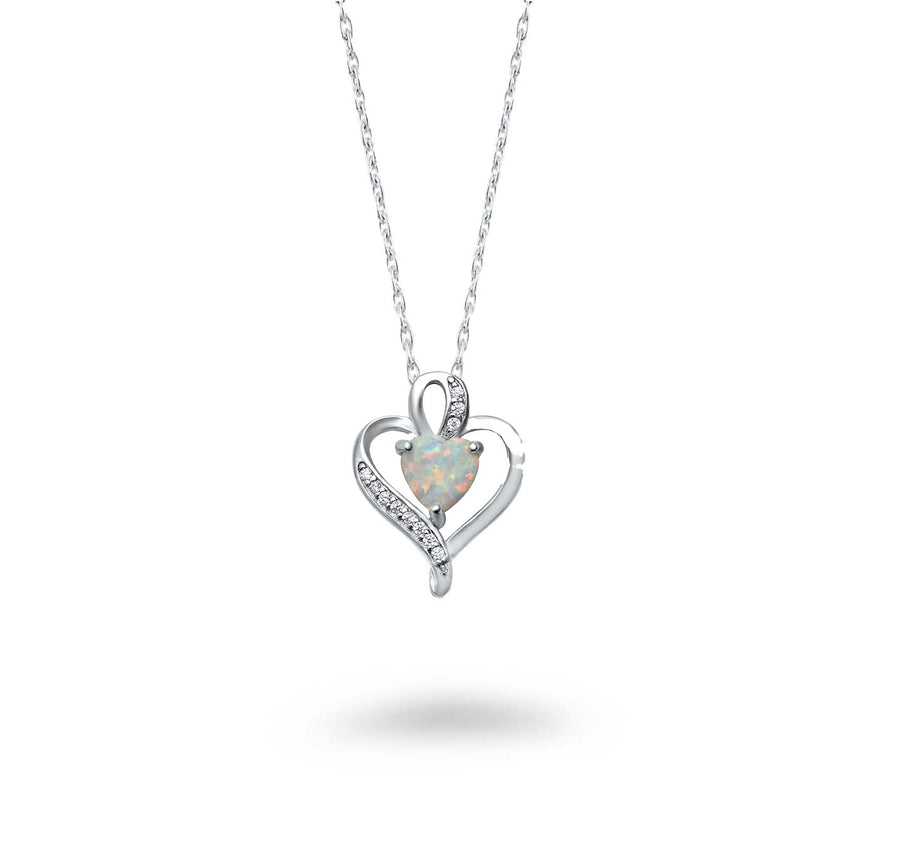 Opal Slider Heart Necklace