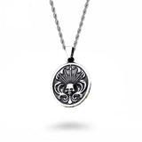 Ornate Design Skull Circle Necklace