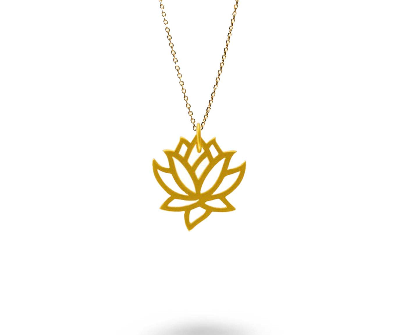 Medium Outline Lotus Flower Necklace