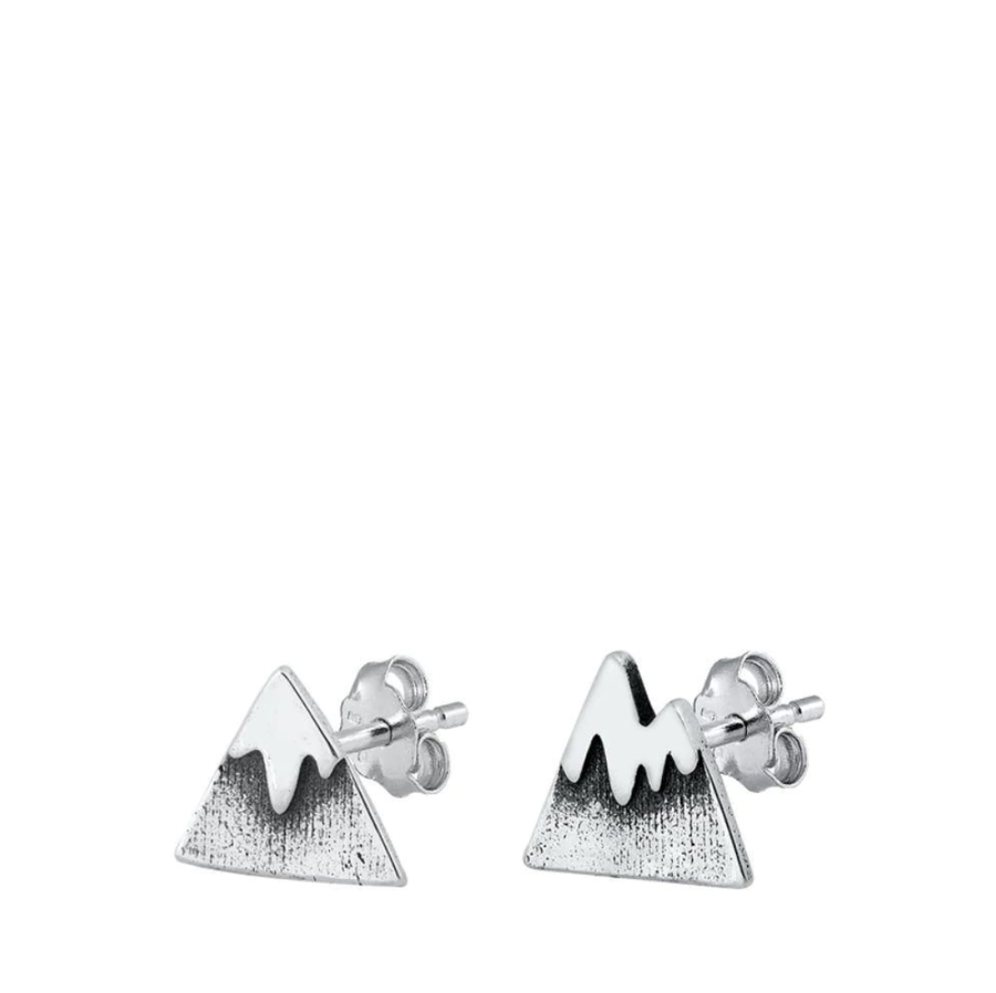 Oxidized Silver Mountain Earring Studs