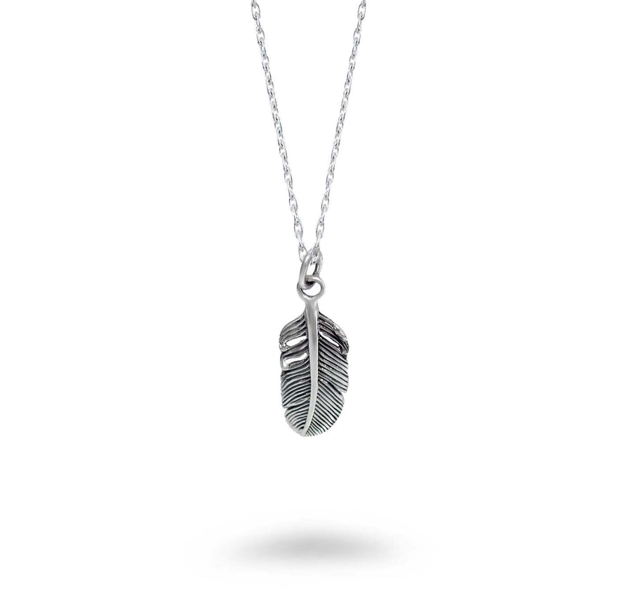 Short Oxidized Feather Necklace