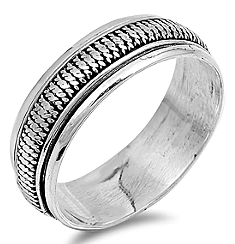 Sterling Silver Lined Spinner Ring