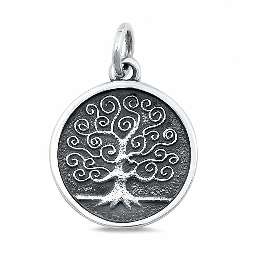 Circle Oxidized Tree of Life Necklace