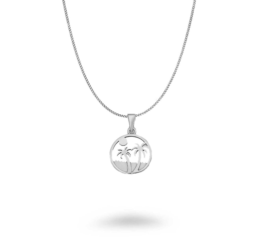 Palm Tree and Waves Circle Necklace