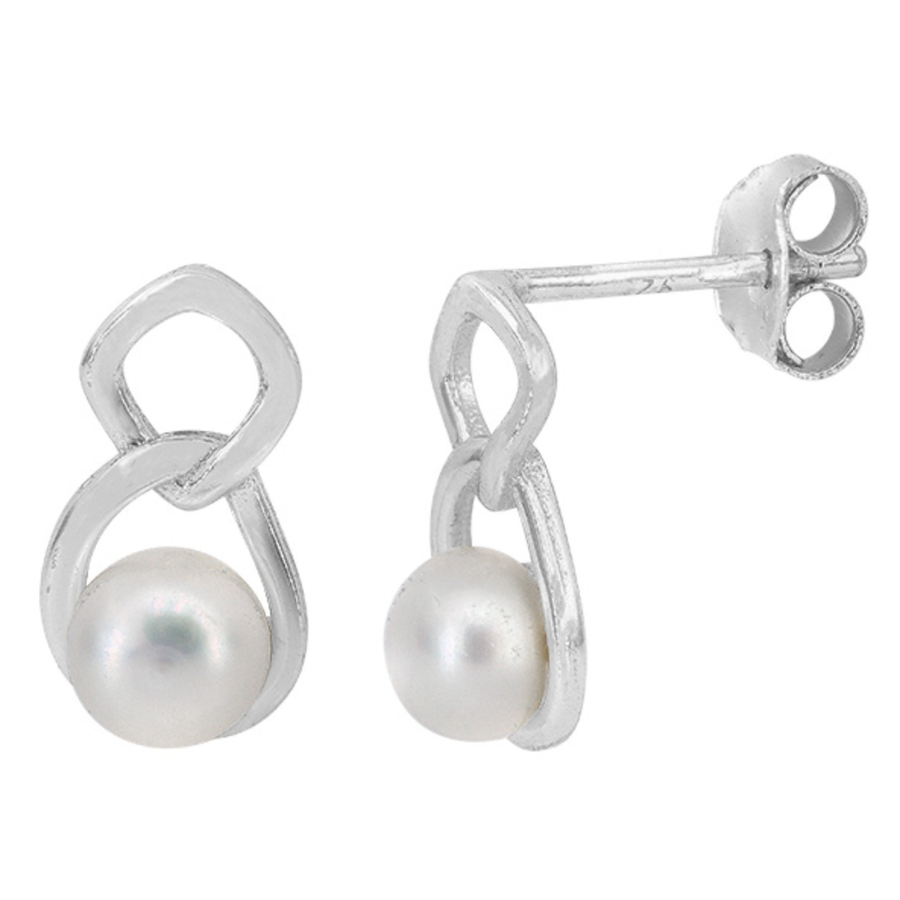 Chain Pearl Short Drop Earrings