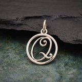 Circle Script Initial Necklace