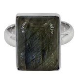 Rectangle Labradorite Ring