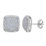 Square Beveled Circle CZ Center Studs