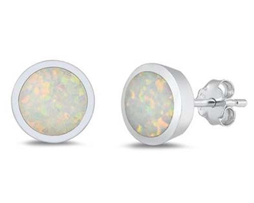 Round Circle Opal Stud Earrings