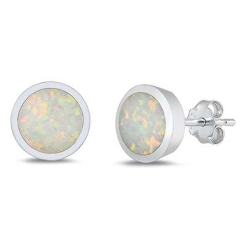 Round Circle Opal Stud Earrings