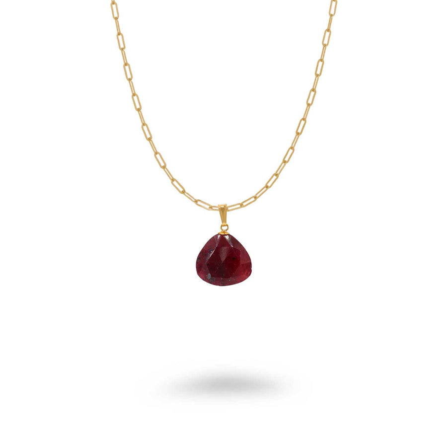 14K Gold Filled Pear Shaped Gemstone Necklace