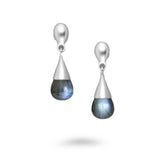 Silver Teardrop Stone End Stud Earrings